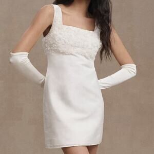 BHLDN Meadow Embellished Mini Dress Anthropologie Beaded Square Neck Size 8 NWT